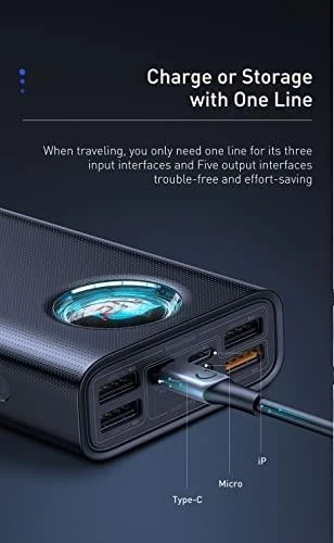 Baseus Sieninis įkroviklis GaN3 Pro 65W 2xUSB + 2xUSB-C QC4+ PD3.0 su USB-C 1.5m laidu, juodas