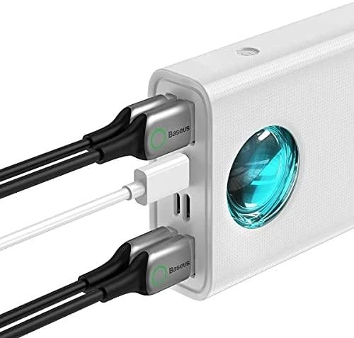 Baseus Sieninis įkroviklis GaN3 Pro 65W 2xUSB + 2xUSB-C QC4+ PD3.0 su USB-C 1.5m laidu, juodas