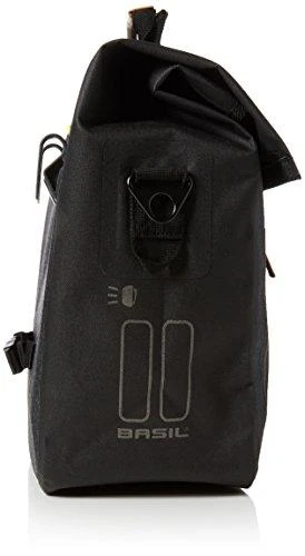 Basil Single City Pannier URBAN DRY BUSINESS BAG 20L, užsegimas kabliuku, vandeniui atsparus poliesteris, medžio anglis (BAS-17661)