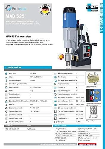 Stacionarus gręžtuvas BDS MAB 525; 1600 W; elektrinis; magnetinis