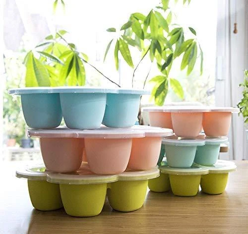 BEABA SILIKONINIS KŪDIKIO MAISTO KONTEINERIS MULTIPORTIONS, (6x90 ML), Mėlynas