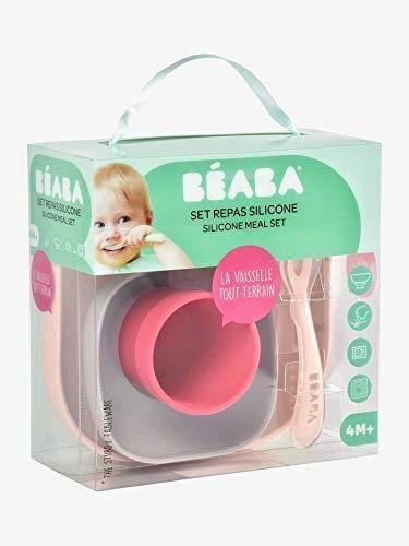 Beaba silikoninis 4 vnt. pietų rinkinys, rožinis