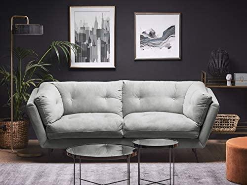 Beliani 3 vietų sofa LENVIK, veliūrinė, pilka