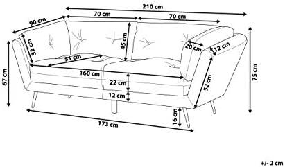 Beliani 3 vietų sofa LENVIK, veliūrinė, tamsiai mėlyna