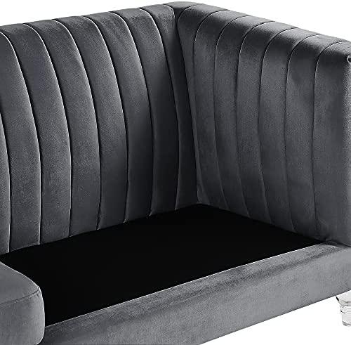 Beliani Trivietė sofa ARVIKA aksominė tamsiai pilka