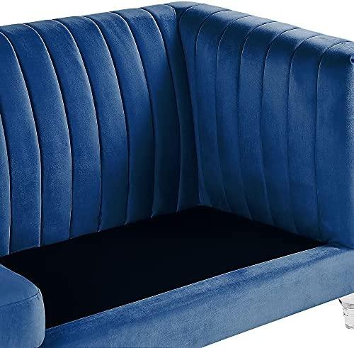 Beliani Trivietė sofa ARVIKA aksominė tamsiai mėlyna