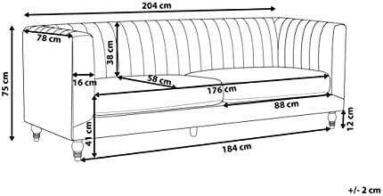 Beliani Trivietė sofa ARVIKA aksominė tamsiai mėlyna