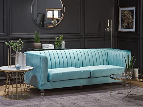 Beliani 3 vietų sofa ARVIKA aksominė mėlyna