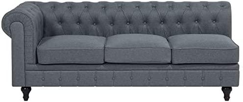 Beliani 6 vietų kampinė sofa CHESTERFIELD, pilka, kairinė