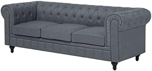 Beliani 6 vietų kampinė sofa CHESTERFIELD, pilka, kairinė