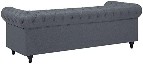 Beliani 6 vietų kampinė sofa CHESTERFIELD, pilka, kairinė