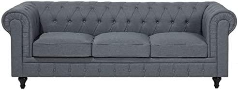 Beliani 6 vietų kampinė sofa CHESTERFIELD, pilka, kairinė