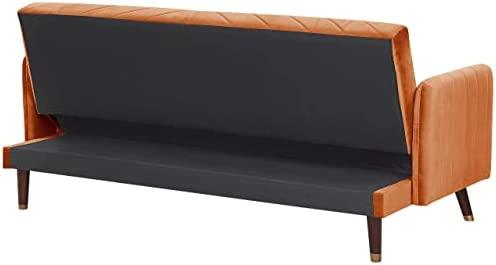 Beliani Išskleidžiama 3 vietų sofa SENJA, veliūrinė, oranžinė