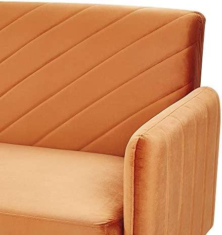 Beliani Išskleidžiama 3 vietų sofa SENJA, veliūrinė, oranžinė