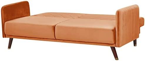 Beliani Išskleidžiama 3 vietų sofa SENJA, veliūrinė, oranžinė