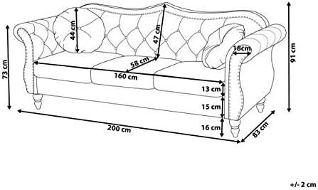 Beliani Trivietė sofa SKIEN, veliūras, juoda