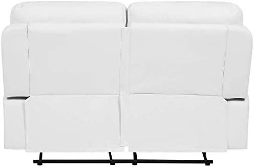 Beliani 2 vietų sofa su rankine relaksacijos funkcija BERGEN, dirbtinė oda, balta