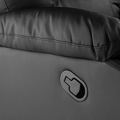 Beliani 2 vietų sofa su rankine atsipalaidavimo funkcija BERGEN, eko oda, juoda
