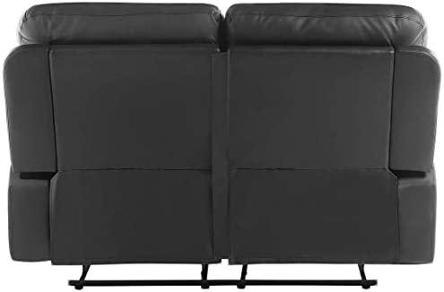 Beliani 2 vietų sofa su rankine atsipalaidavimo funkcija BERGEN, eko oda, juoda