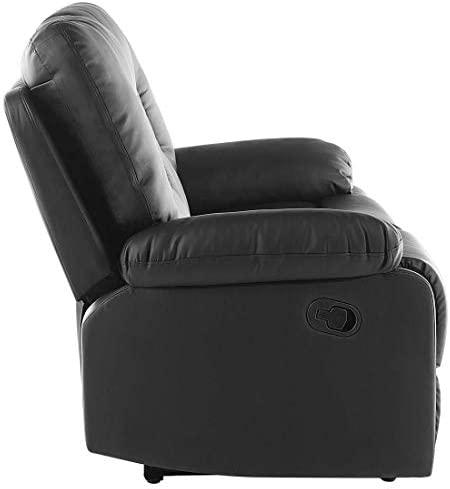 Beliani 2 vietų sofa su rankine atsipalaidavimo funkcija BERGEN, eko oda, juoda