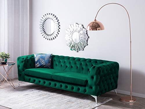 Beliani Trijų vietų sofa SOTRA, veliūras, smaragdo spalva