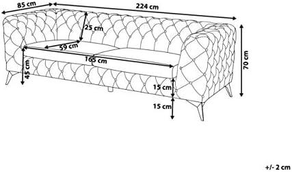 Beliani Trijų vietų sofa SOTRA, veliūras, smaragdo spalva