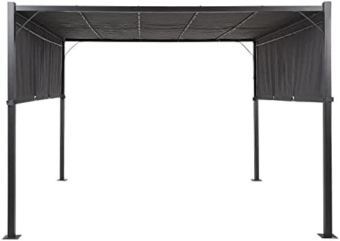 Beliani Sodo pavėsinė su LED apšvietimu PARGA metalinė 310 cm x 310 cm tamsiai pilka