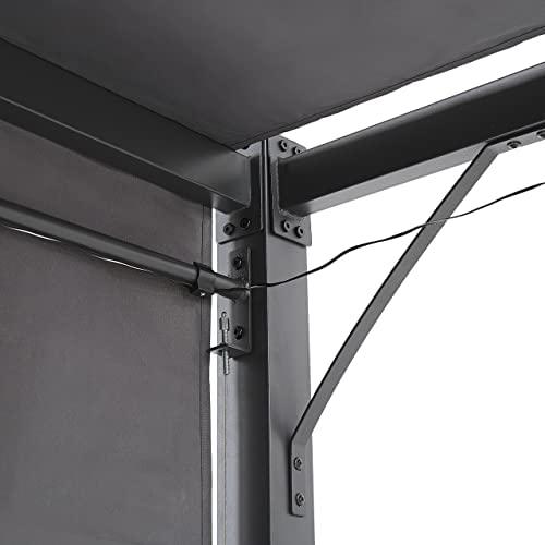 Beliani Sodo pavėsinė su LED apšvietimu PARGA metalinė 310 cm x 310 cm tamsiai pilka