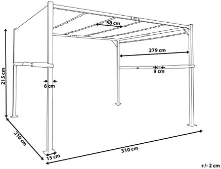 Beliani Sodo pavėsinė su LED apšvietimu PARGA metalinė 310 cm x 310 cm tamsiai pilka