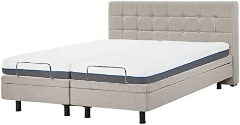 Beliani Reguliuojama lova DUKE 180 x 200 cm smėlio spalvos