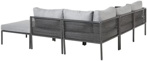Lauko baldų komplektas Beliani Sodo kampinė sofa su staliuku 6 asmenims FORANO pilka metalinė