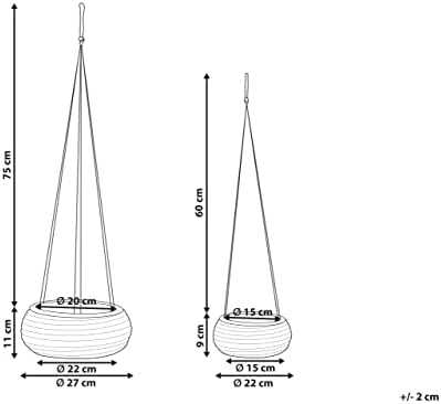 Beliani 2 vazonų rinkinys REMORA Jūros žolė 22/14 cm Natūralus
