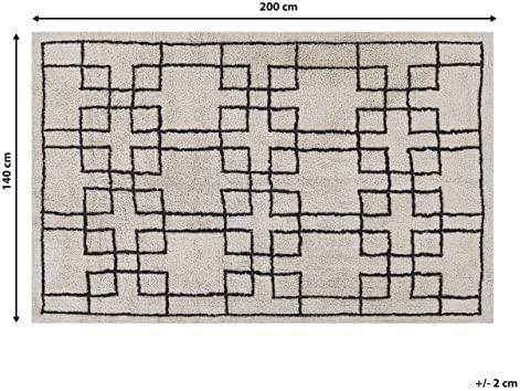 Beliani Kilimas TURHAL smėlio spalvos 140 x 200 cm medvilninis
