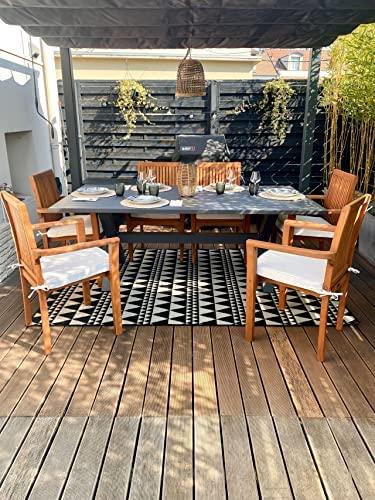 Beliani Sodo stalas CASCAIS 200 cm 105 cm metalinis pilkas