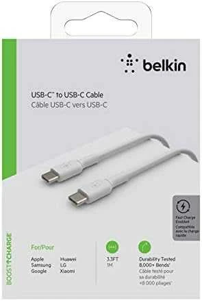 Belkin USB-C/USB-C kabelis 1 m PVC, baltas CAB003bt1MWH