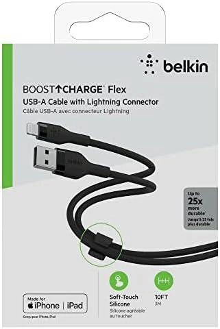 Belkin Flex Lightning/USB-A 1m MFI sertifikatas, juodas CAA008bt1MBK