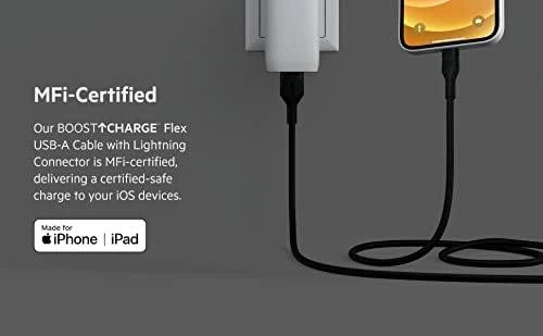 Belkin Flex Lightning/USB-A 1m MFI sertifikatas, juodas CAA008bt1MBK
