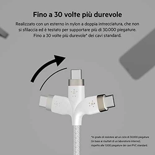 Belkin Flex USB-C/USB-C iki 60W 1m, baltas CAB011bt1MWH