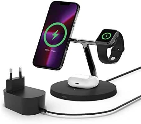 Belkinas | Pro MagSafe 3in1 belaidis įkrovimo stovas + kintamosios srovės maitinimo adapteris | PAdidinkite įkrovimą