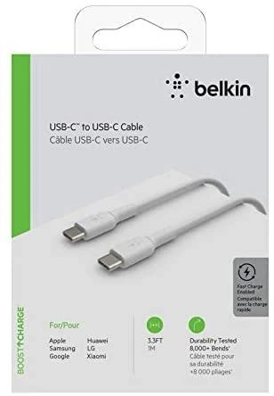 BELKIN BOOST CHARGE USB-C TO USB-C CABLE, 2M, Baltas