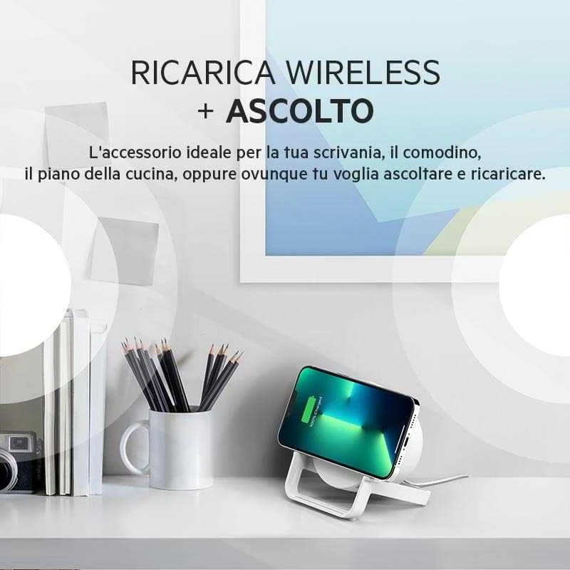 Belkin belaidžio įkrovimo stovas + garsiakalbis BOOST CHARGE Baltas