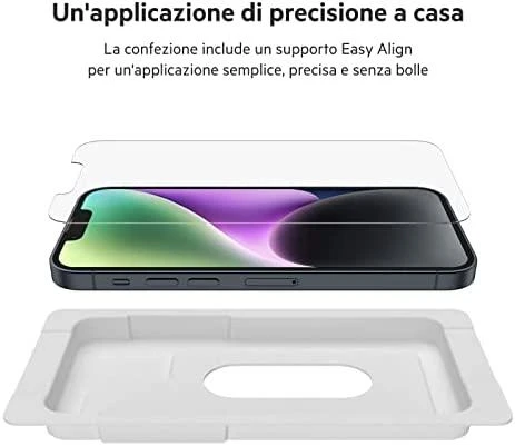 Belkinas | ScreenForce Pro grūdinto stiklo antimikrobinė ekrano apsauga | Apple | iPhone 14/13/13 Pro | Grūdintas stiklas | Skaidrus