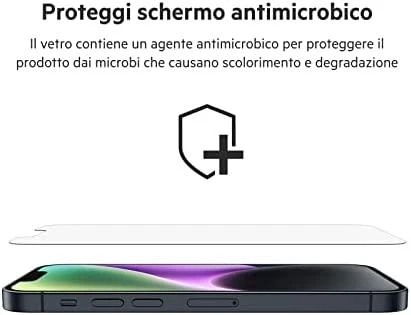Belkinas | ScreenForce Pro grūdinto stiklo antimikrobinė ekrano apsauga | Apple | iPhone 14/13/13 Pro | Grūdintas stiklas | Skaidrus