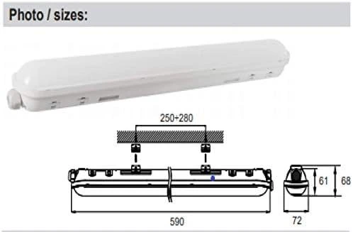 Lubinis šviestuvas Bemko 21W LED linijinis šviestuvas BALWIR, pilkas, 4000K, IP65