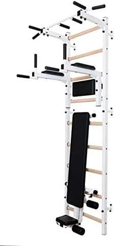 Medinė-metalinė gimnastikos sienelė su metaliniu skersiniu BenchK 511