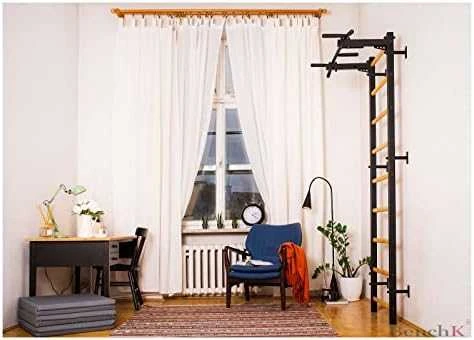 Medinė-metalinė gimnastikos sienelė su metaliniu skersiniu BenchK 311B