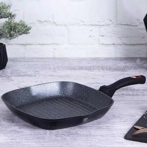GRANITINĖ GRILĖLĖ 28cm NUIMAMA RANKENA BERLINGER HAUS Juodas ROSE BH-1953
