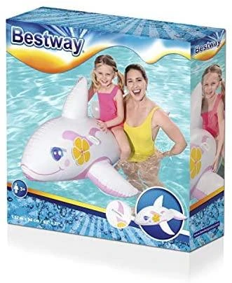 BESTWAY pripučiamas banginis 1.57m x 94cm rožinis/mėlynas, asort., 41037