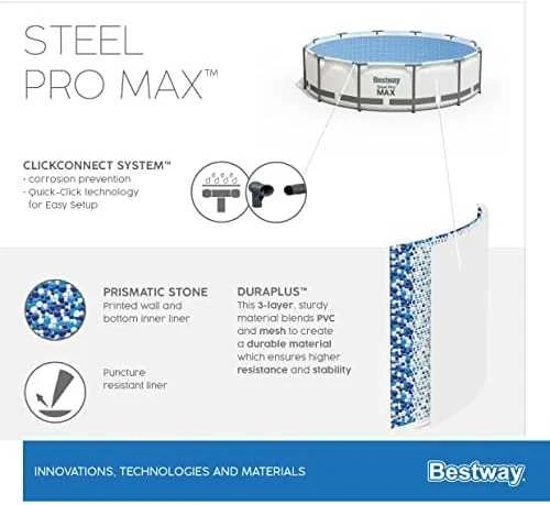 Rėminis baseinas 13 FT 396 x 122 cm plieno Pro Max BESTWAY