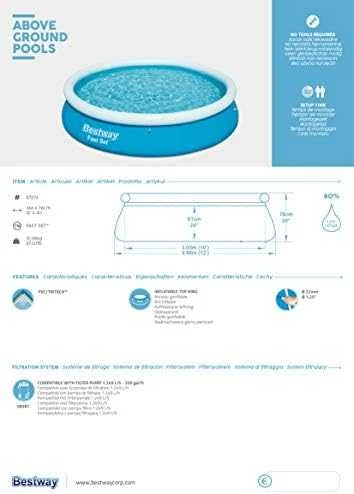 Bestway Fast Set 57273 antžeminis baseinas Pripučiamas baseinas Apskritas 5377 L Mėlyna
